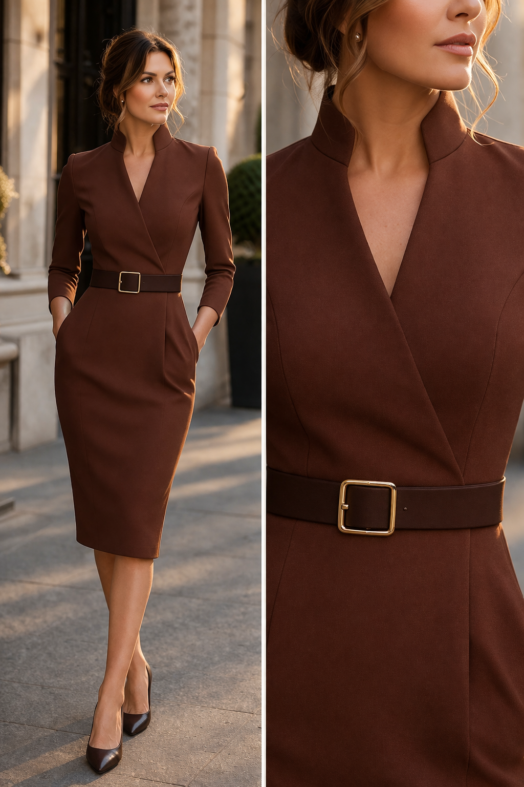 Faith™ | Belted Wrap Midi Dress