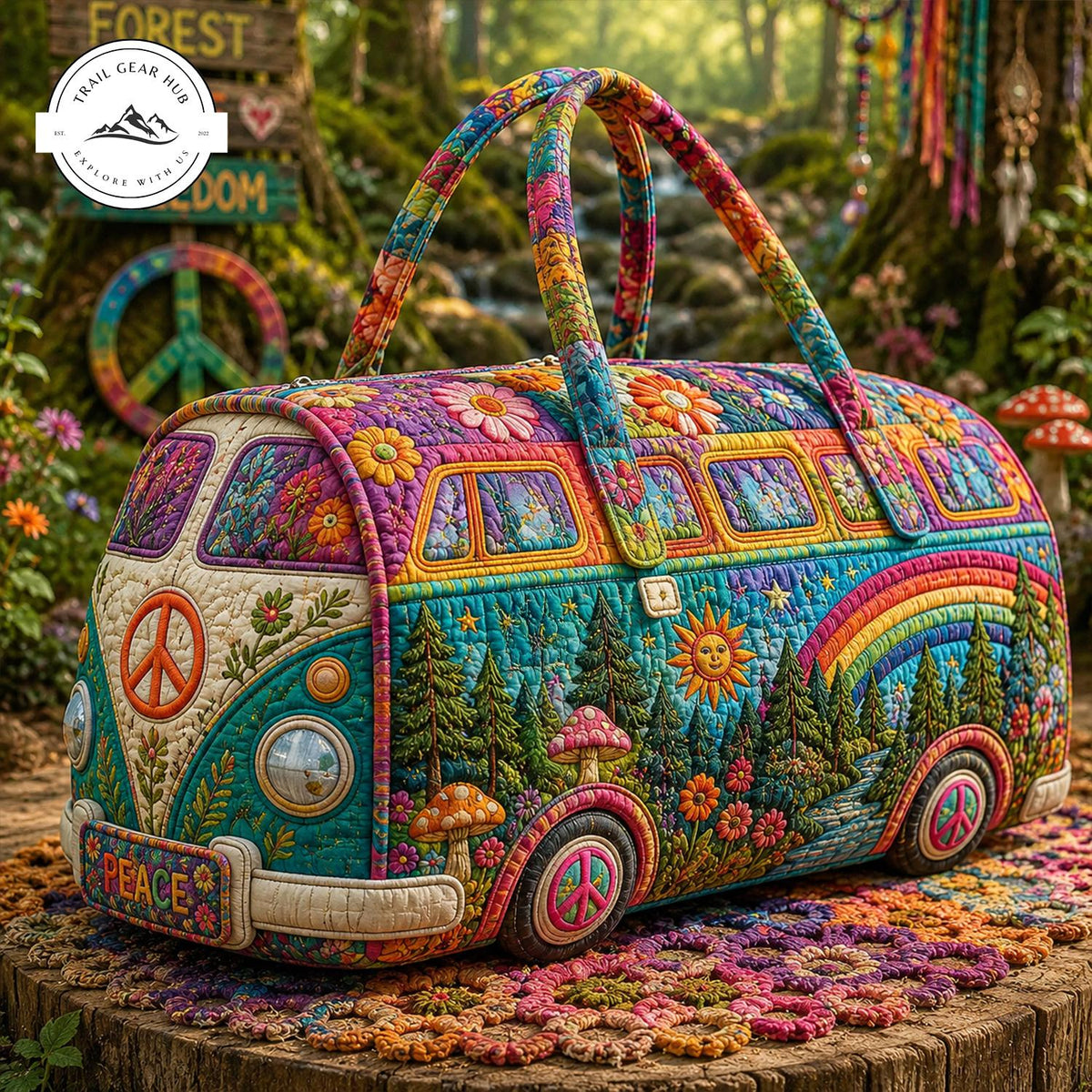 Hippie Peace Quilted Duffle Bag TP11