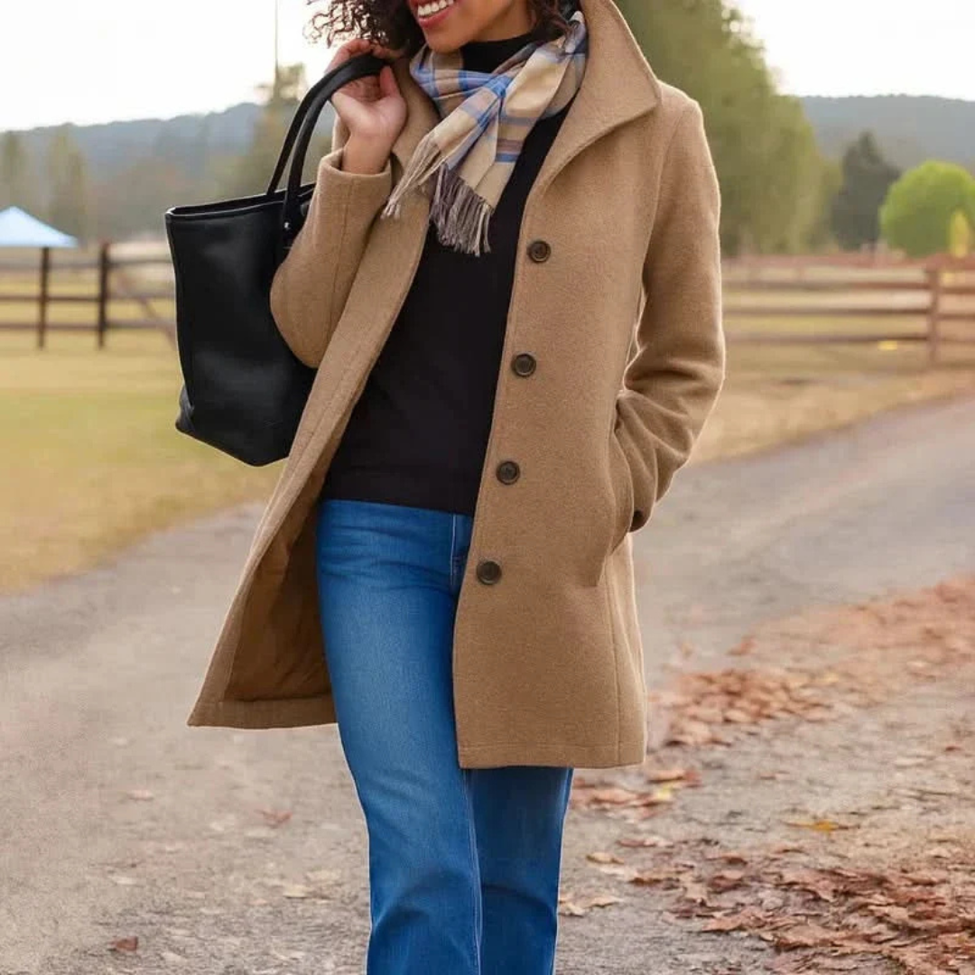 Evanna™ | Classic Button-Front Longline Coat
