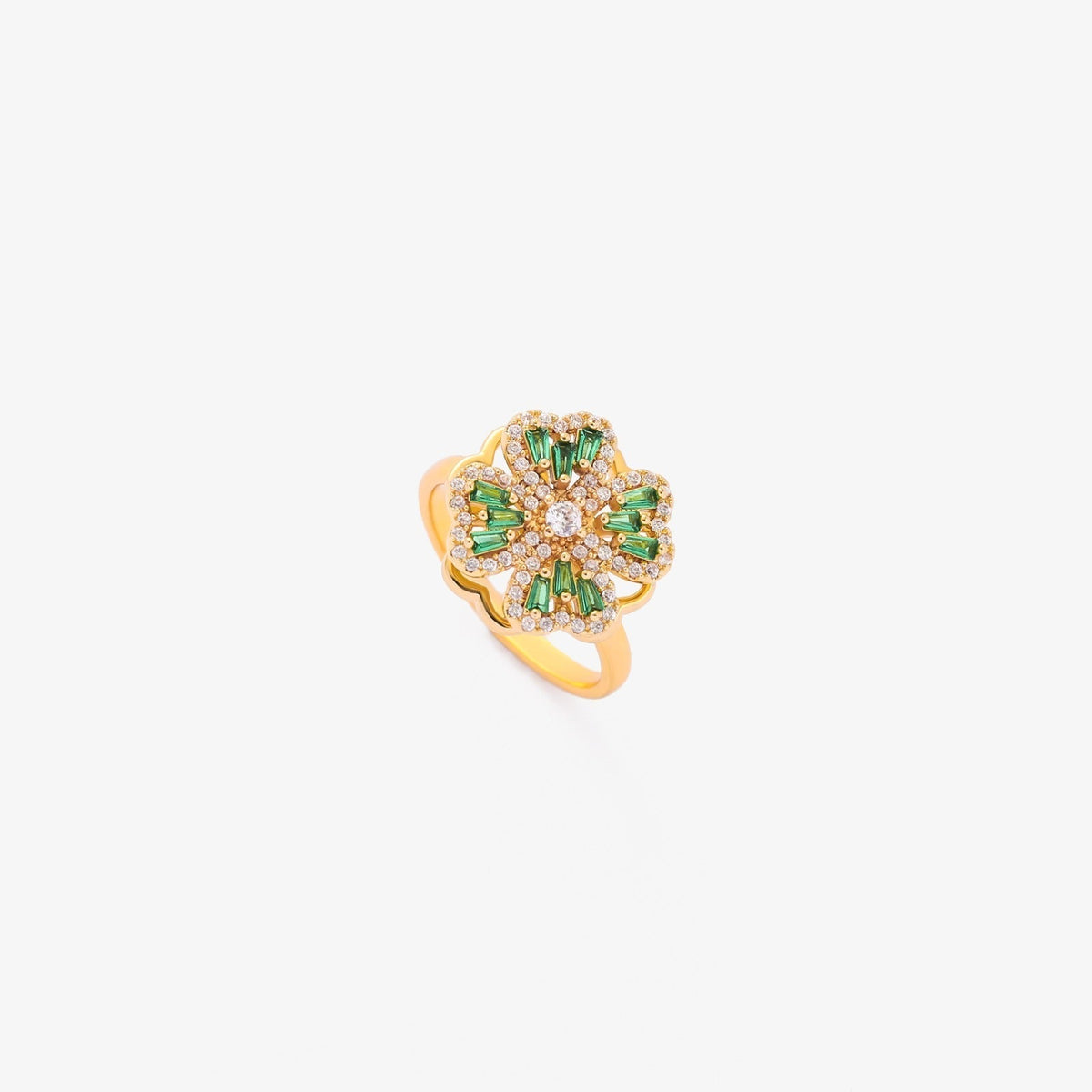 Emerald Clover Spinning Ring