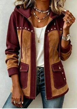 Stacey™ | Vintage Two Tone Hooded Denim Jacket