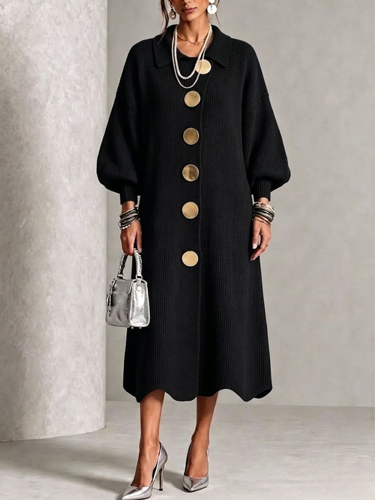 Evelyn | Elegant Button Knit Dress