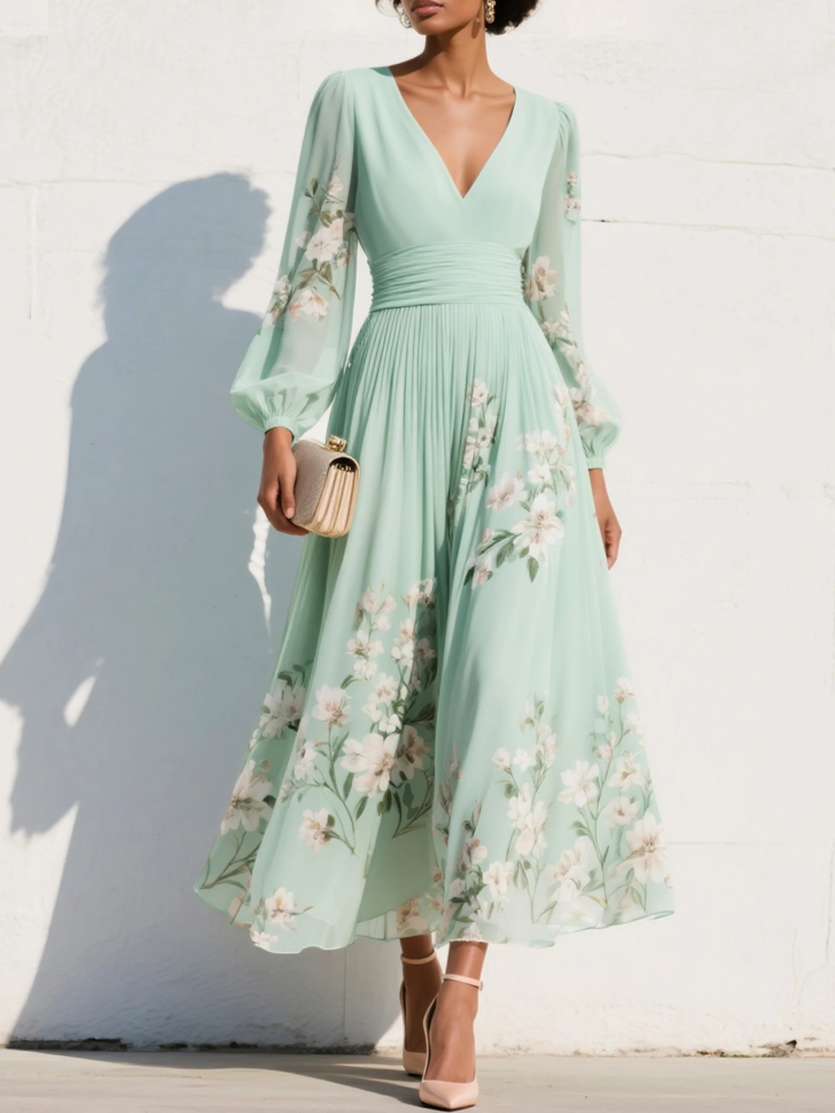 Stella™ | Puff Sleeve Midi Dress