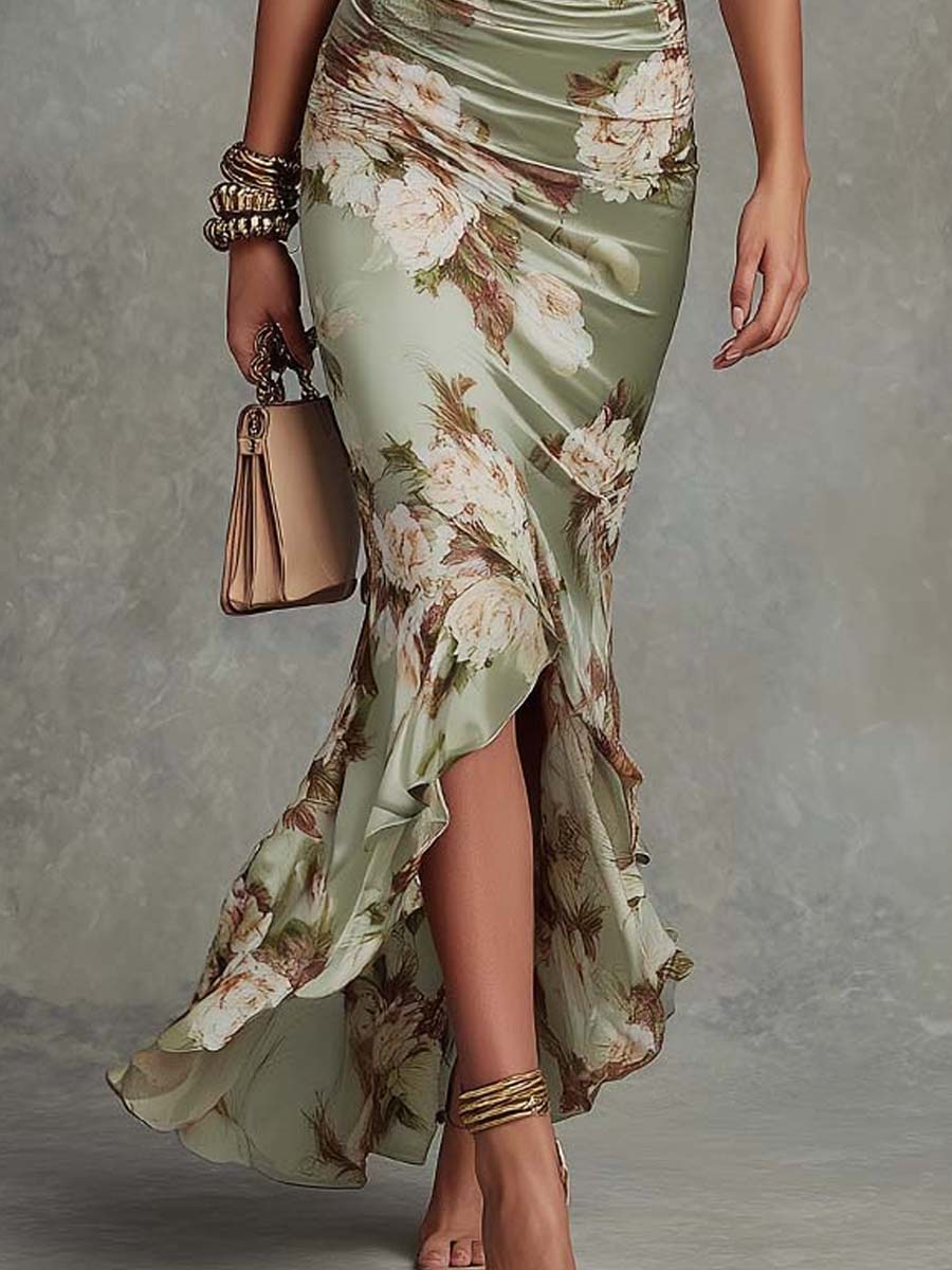 Elara™ | Ruched Floral Maxi Dress