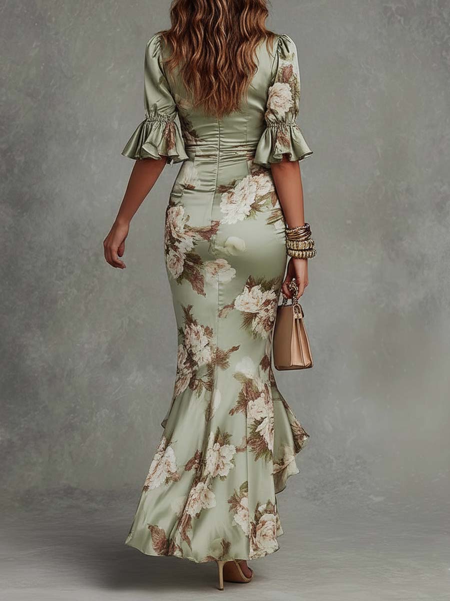 Elara™ | Ruched Floral Maxi Dress