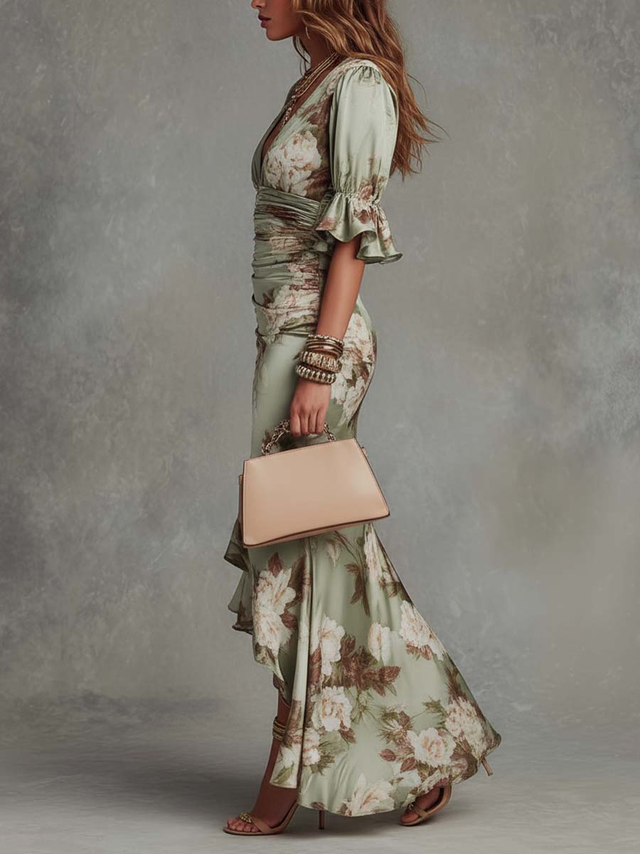 Elara™ | Ruched Floral Maxi Dress