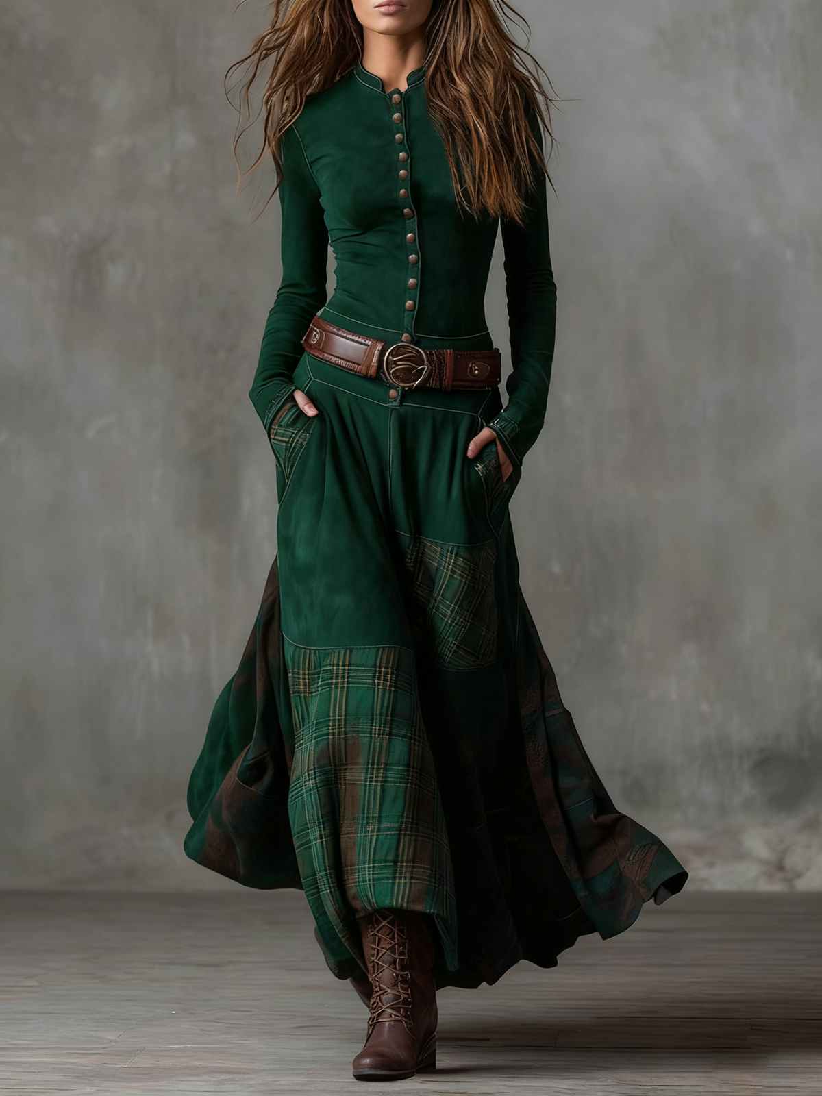 HELENA IVY | WINTER NIGHT SUEDE MAXI DRESS WITH BELT