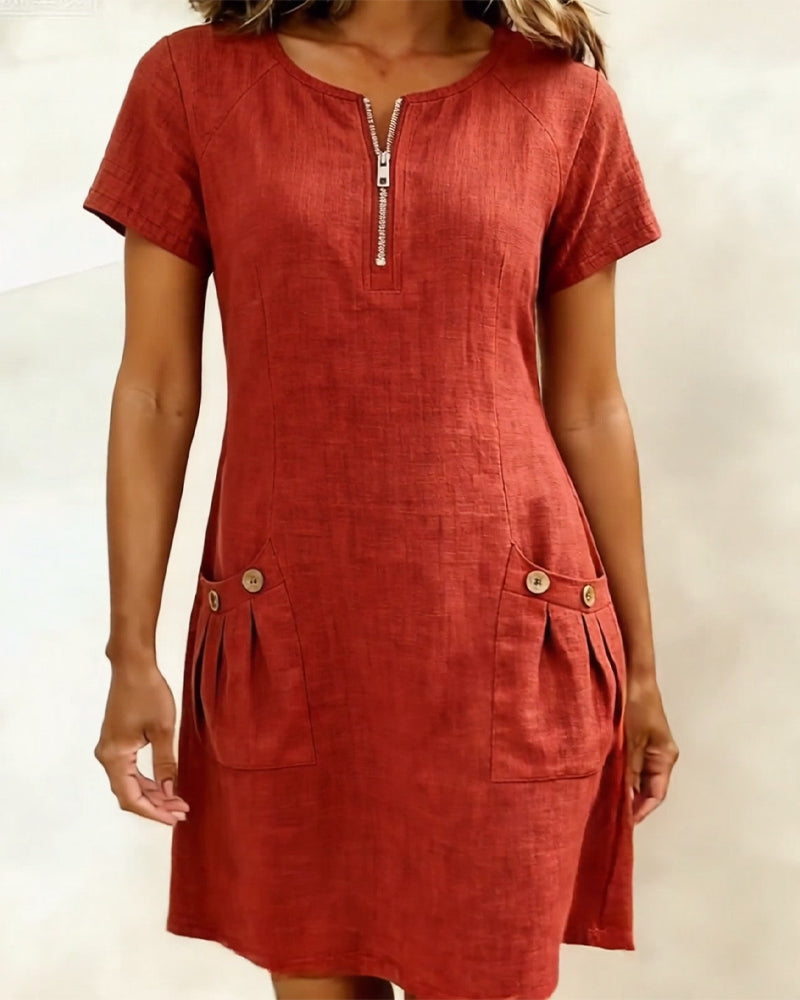 Cassiana™ | Cotton dress with zipper
