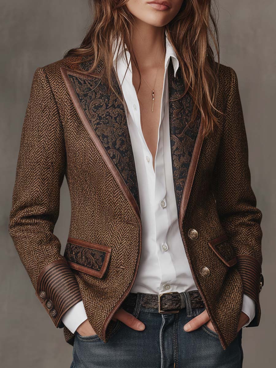 Gisèle | Blazer with Printed Chevron Insets