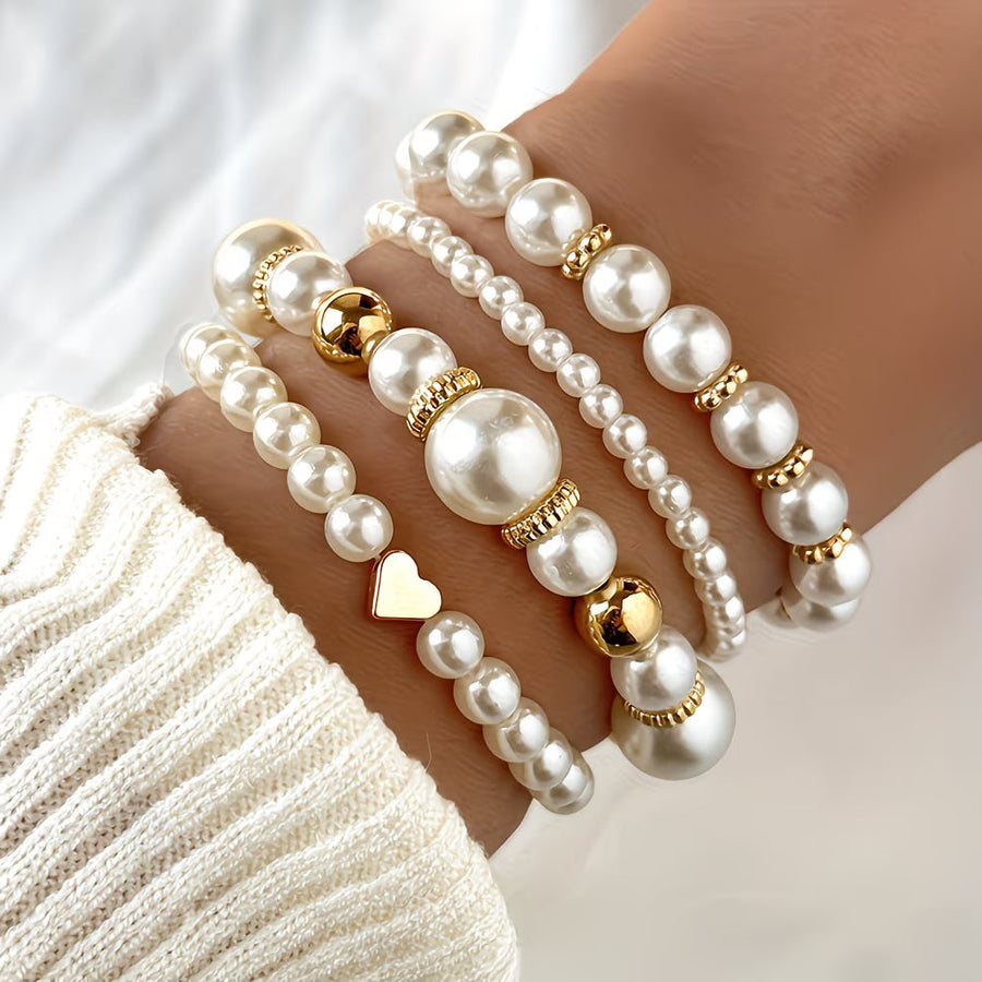 Pearl Stacking Bracelet Set of 4