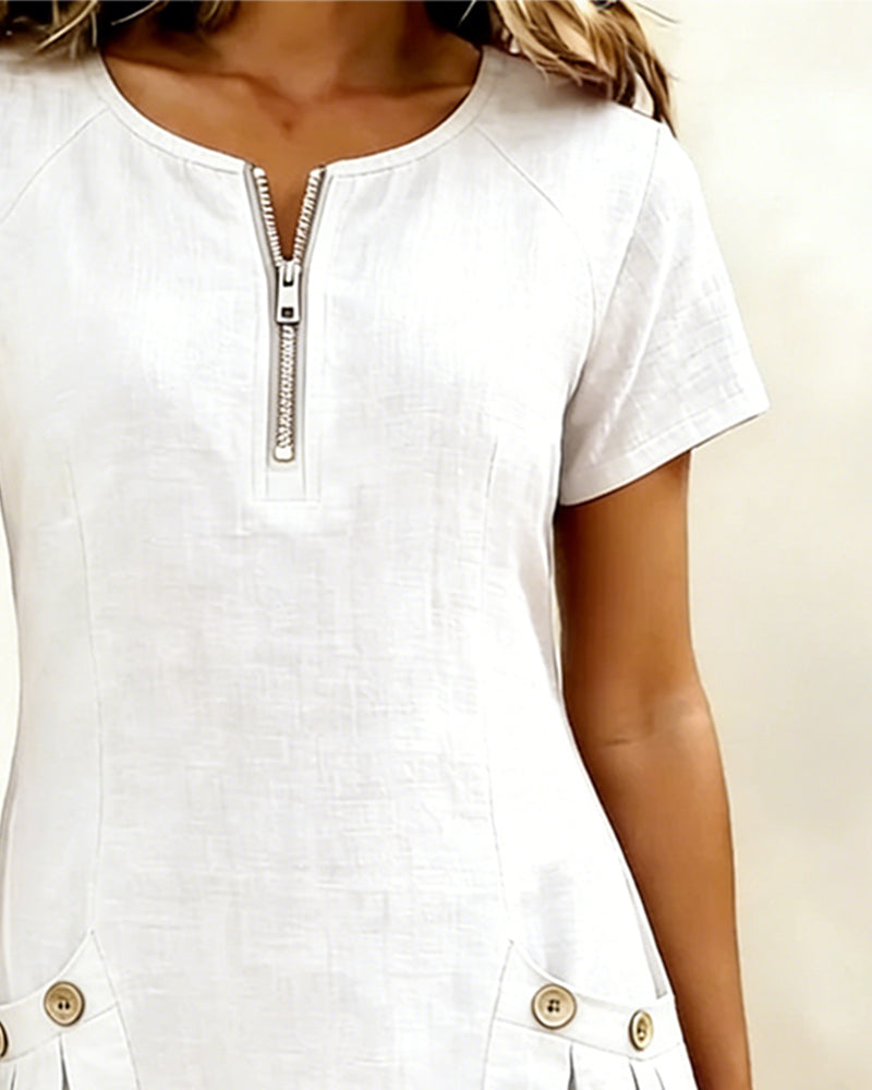 Cassiana™ | Cotton dress with zipper