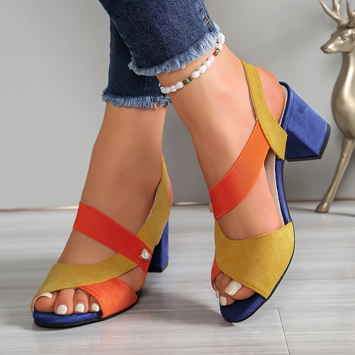 Elara | Women's Cross Strap Block Heel Pumps