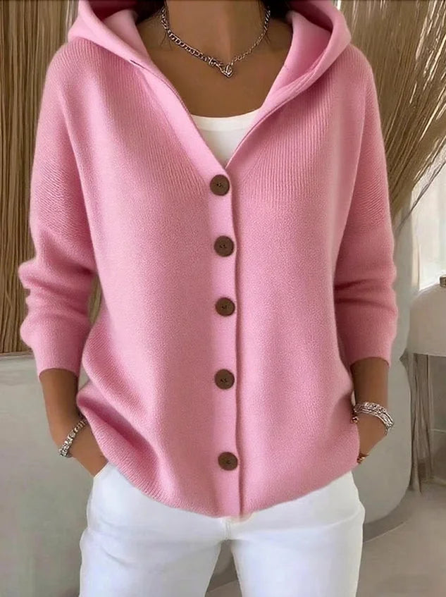 Whitney™ | Elegant Hooded Long Sleeve Cardigan