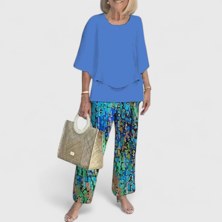 Rosalind™ | Elegant Floral Two Piece Pant Set