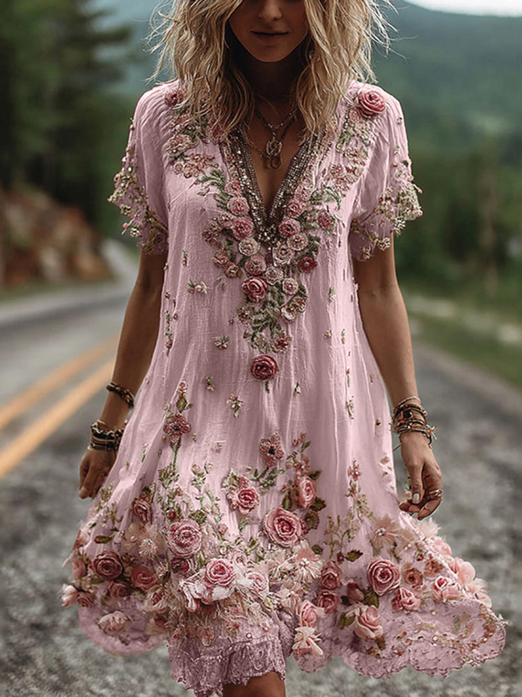 RUBY – BLOSSOM V-NECK DRESS