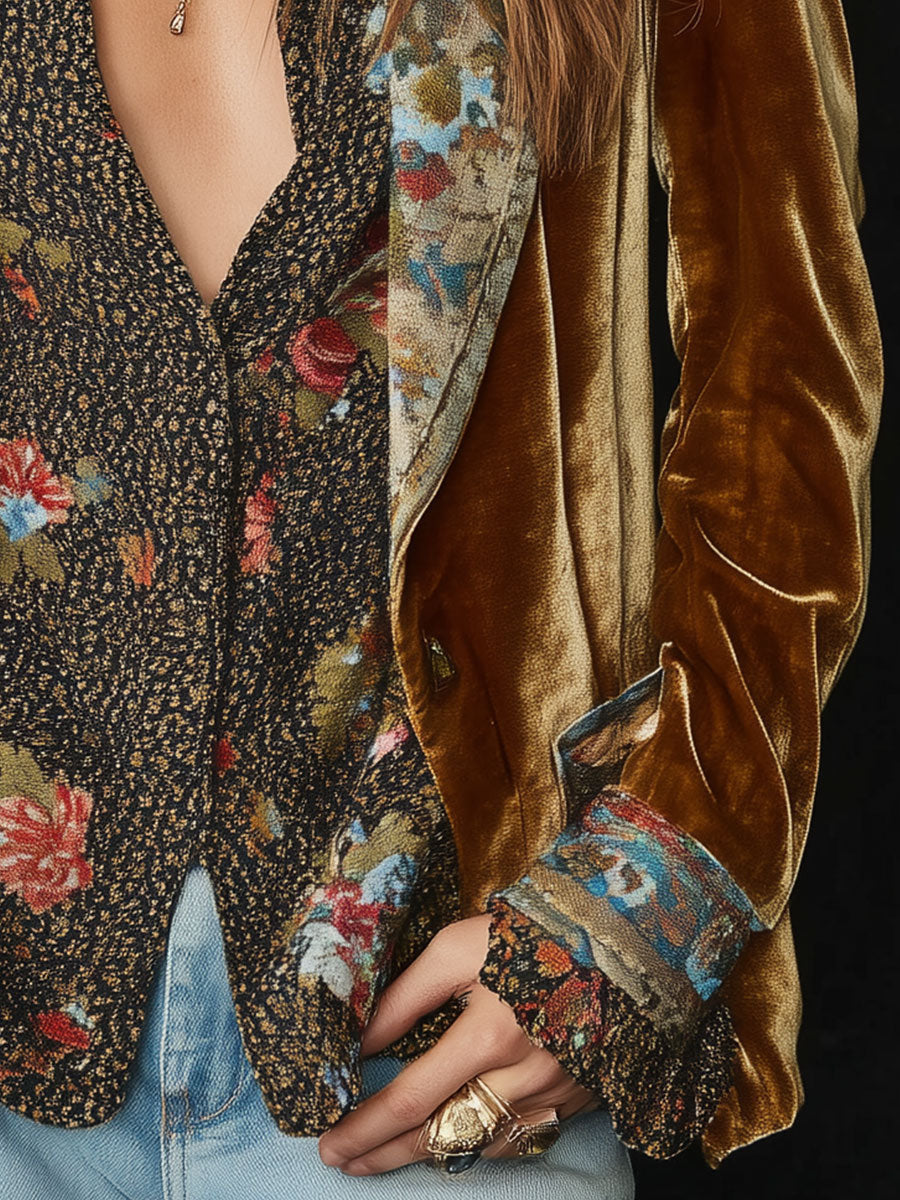 Marcelline | Vintage Floral Printed Patchwork Blazer