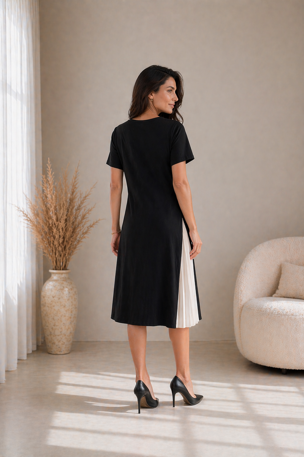 Madeline™ | Pleated Panel Midi Dress