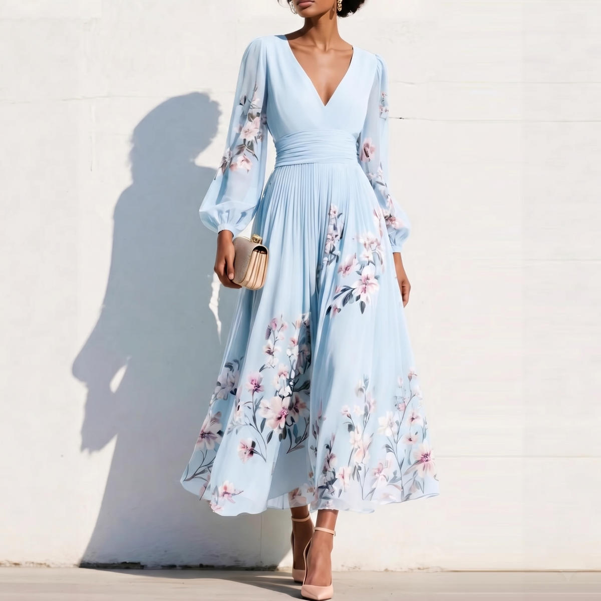 Stella™ | Puff Sleeve Midi Dress