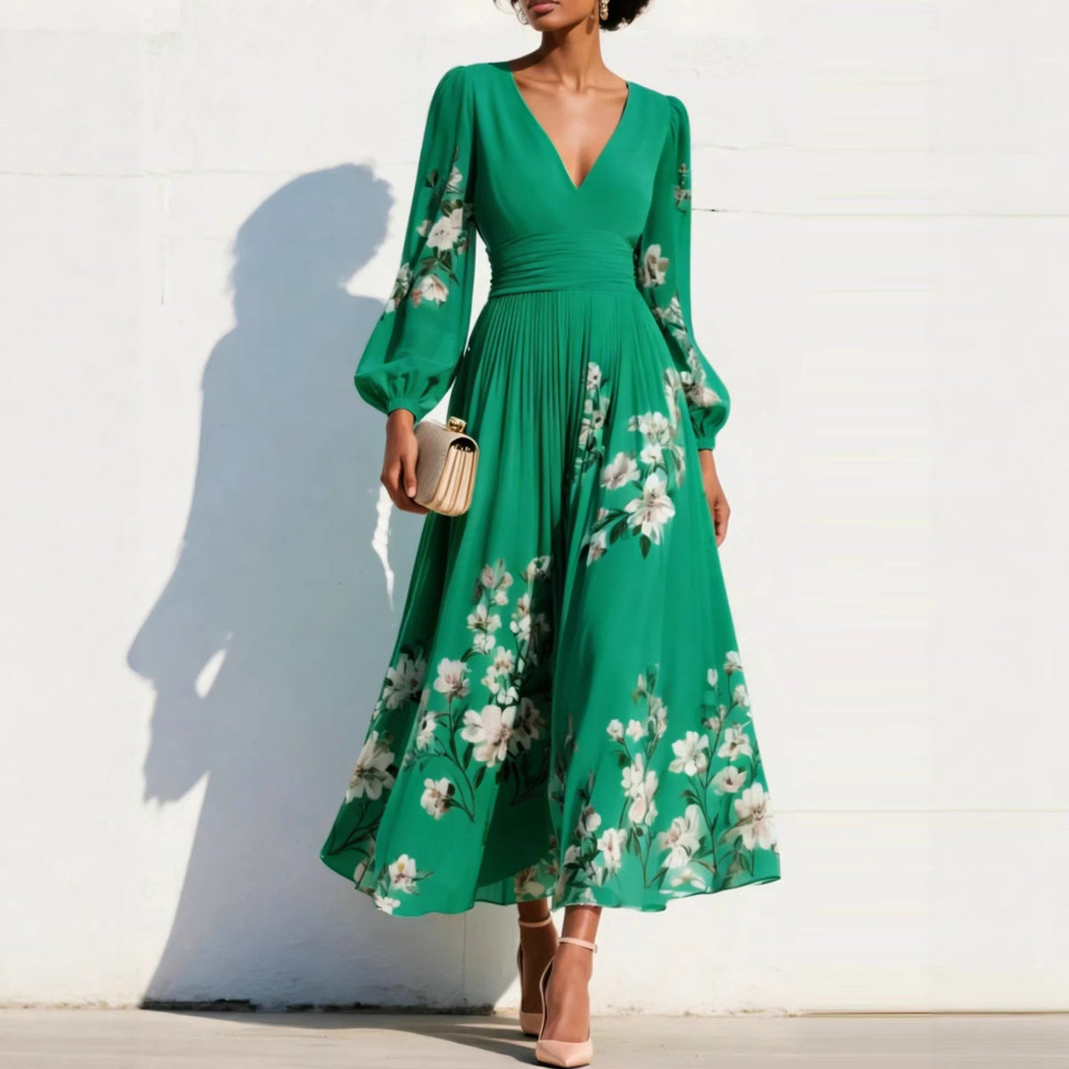 Stella™ | Puff Sleeve Midi Dress