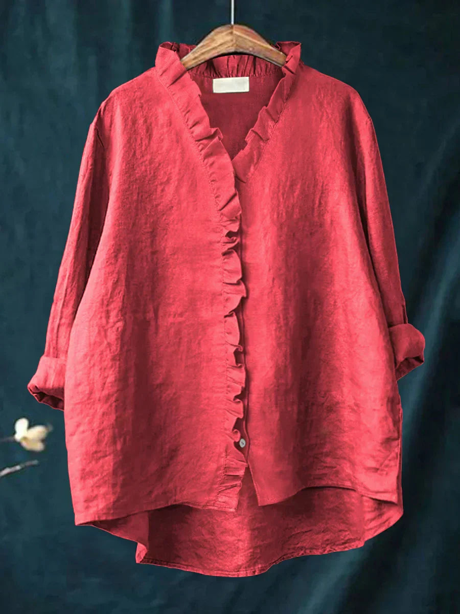 Brooklyn | Cotton & Linen Ruffle Shirt