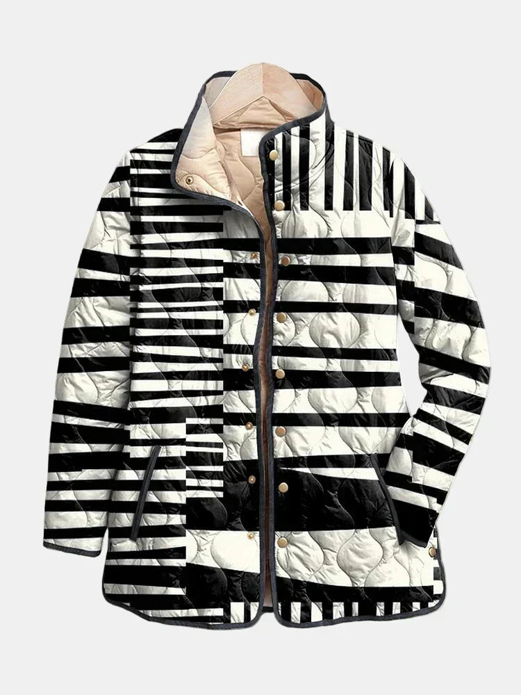 Miren | Black And White Abstract Quilted Jacket