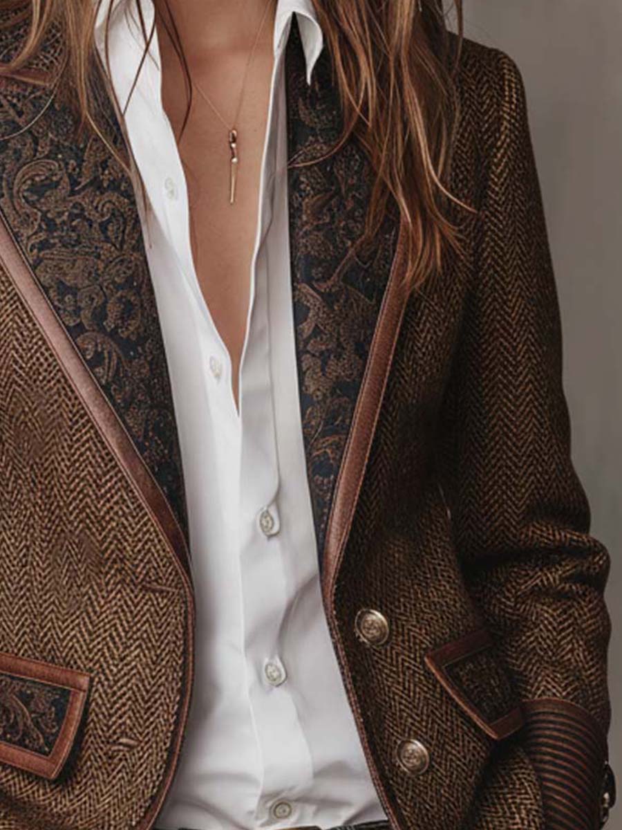 Gisèle | Blazer with Printed Chevron Insets