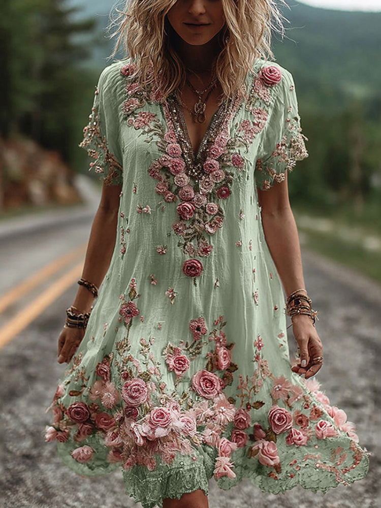 RUBY – BLOSSOM V-NECK DRESS