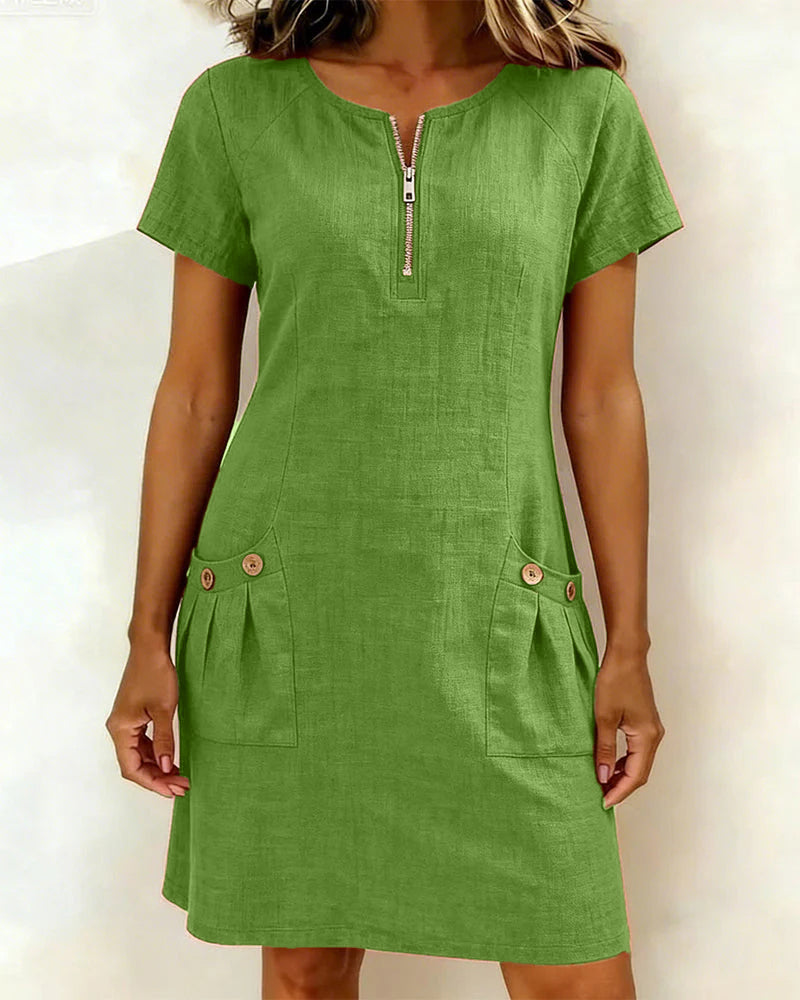 Cassiana™ | Cotton dress with zipper