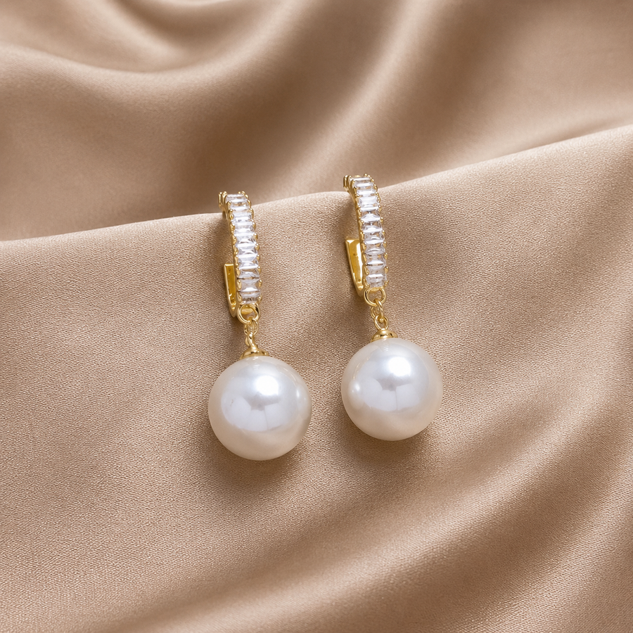 Elegant Pearl and Zirconia Earrings