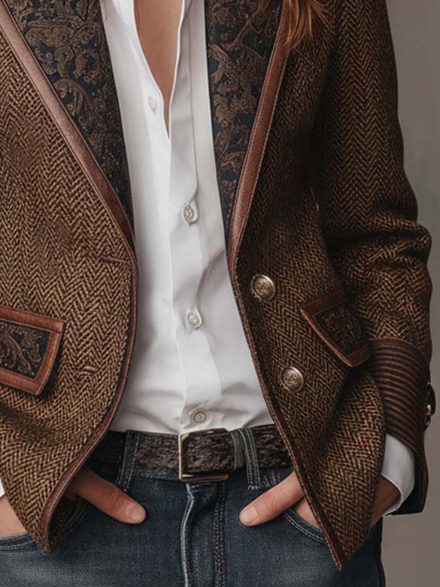 Gisèle | Blazer with Printed Chevron Insets