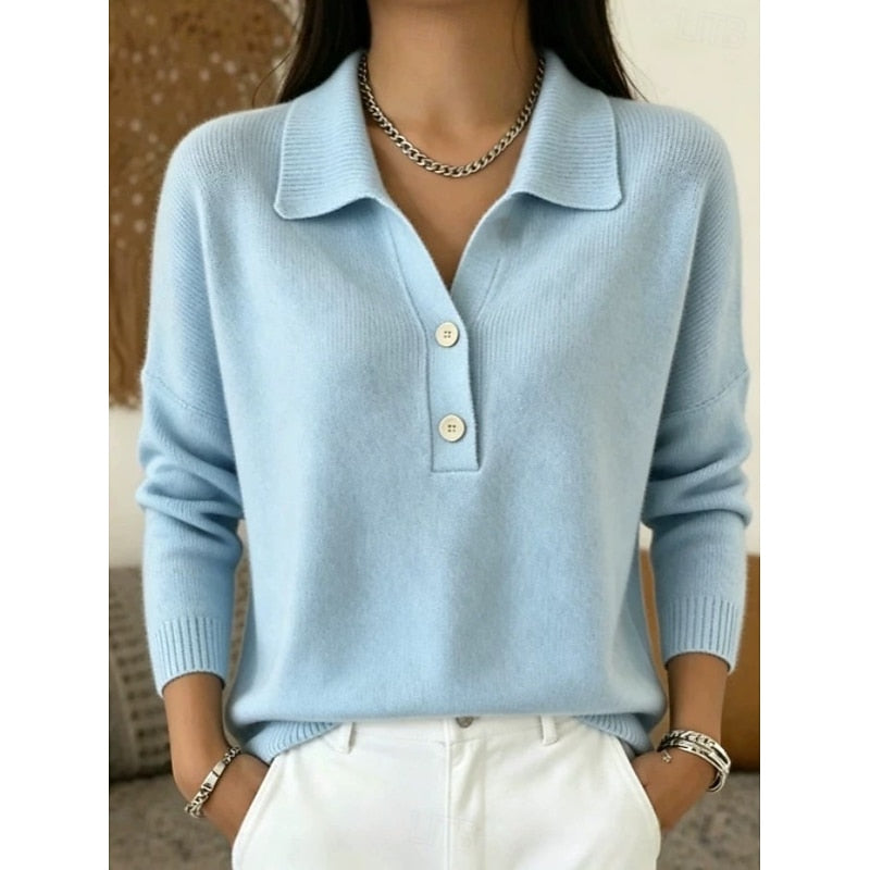 Eliza | Refined Collar Button Pullover