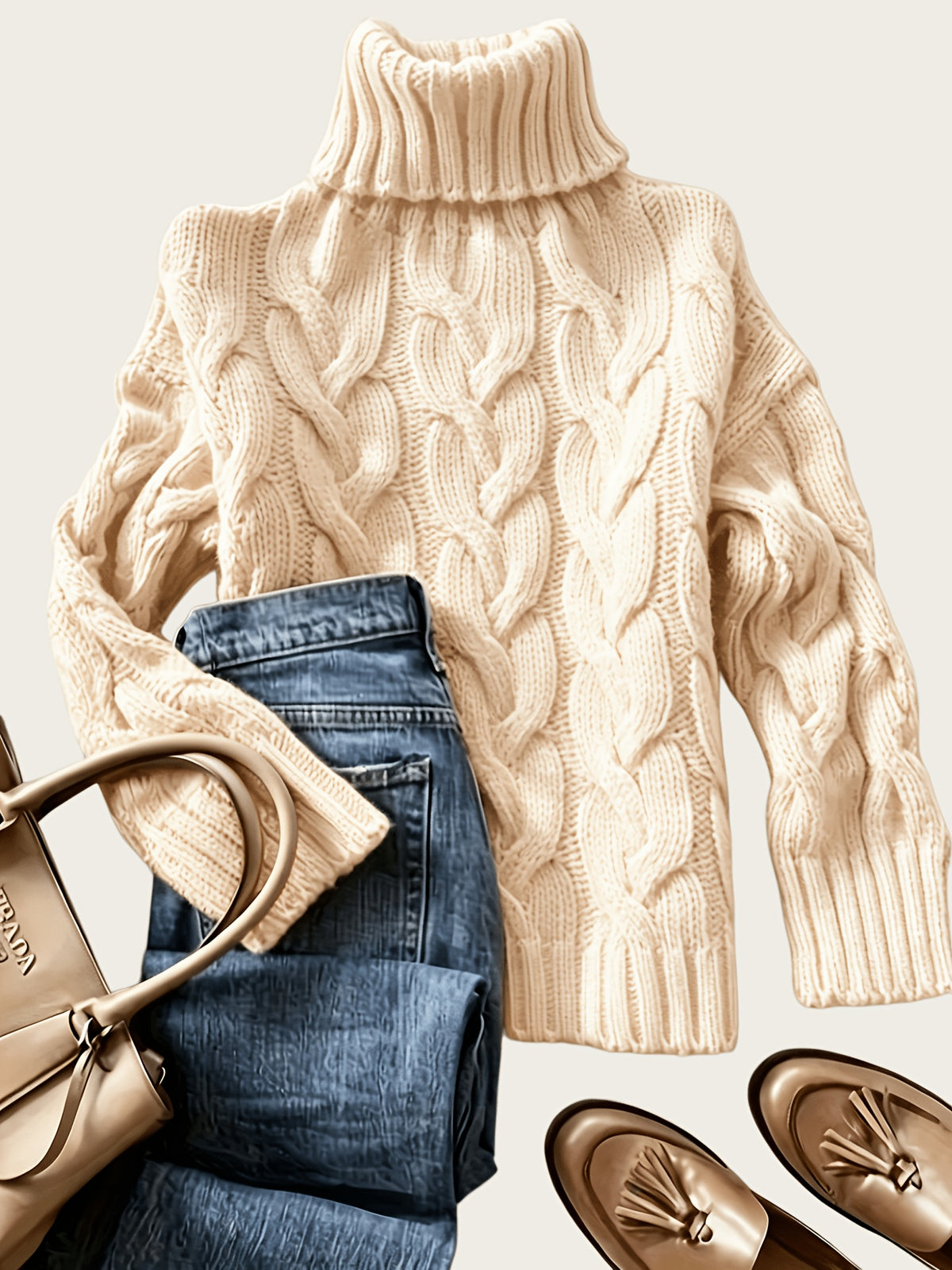 Ellie™ | Cozy Cable Knit Turtleneck Sweater