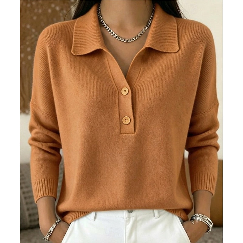 Eliza | Refined Collar Button Pullover