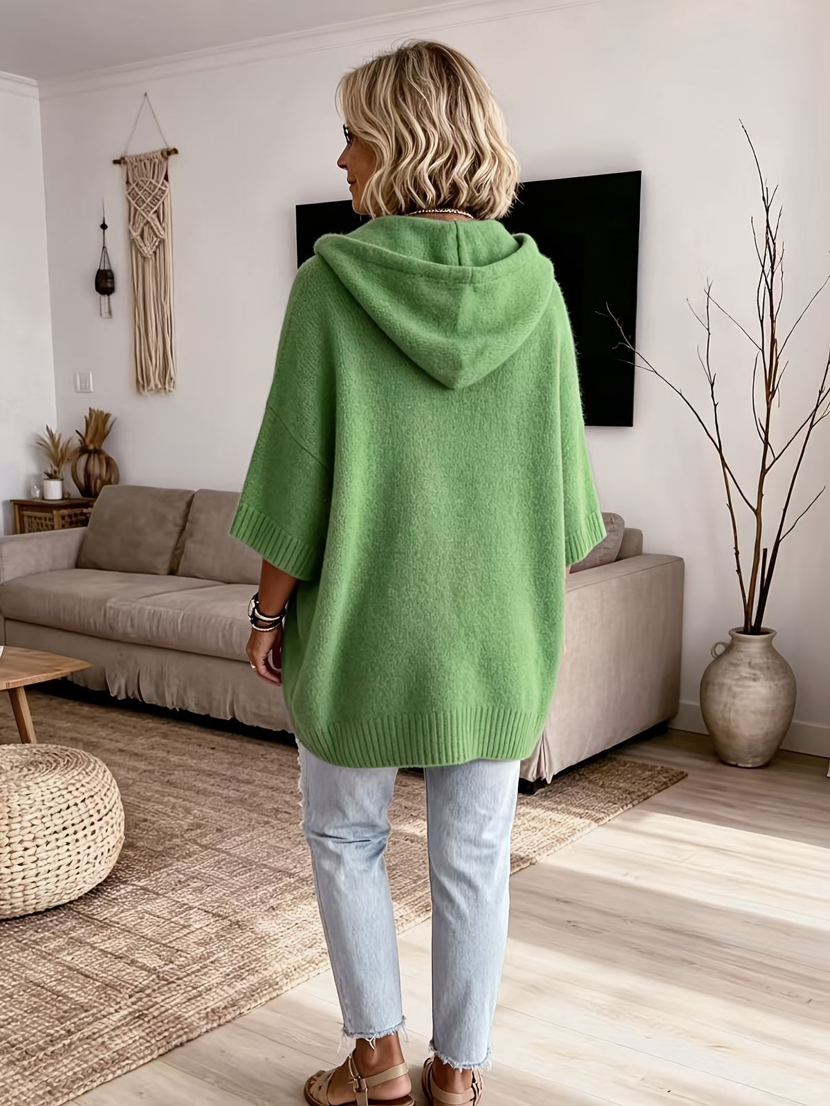 Janice™ | Batwing Hooded Knit Sweater