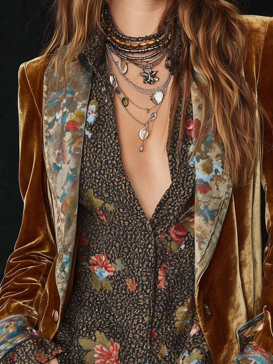 Marcelline | Vintage Floral Printed Patchwork Blazer