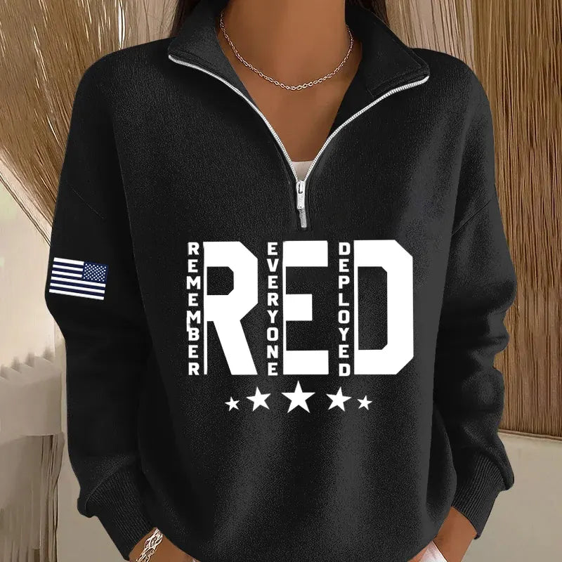 Women's Red Friday Printed Casual Sweatshirt
