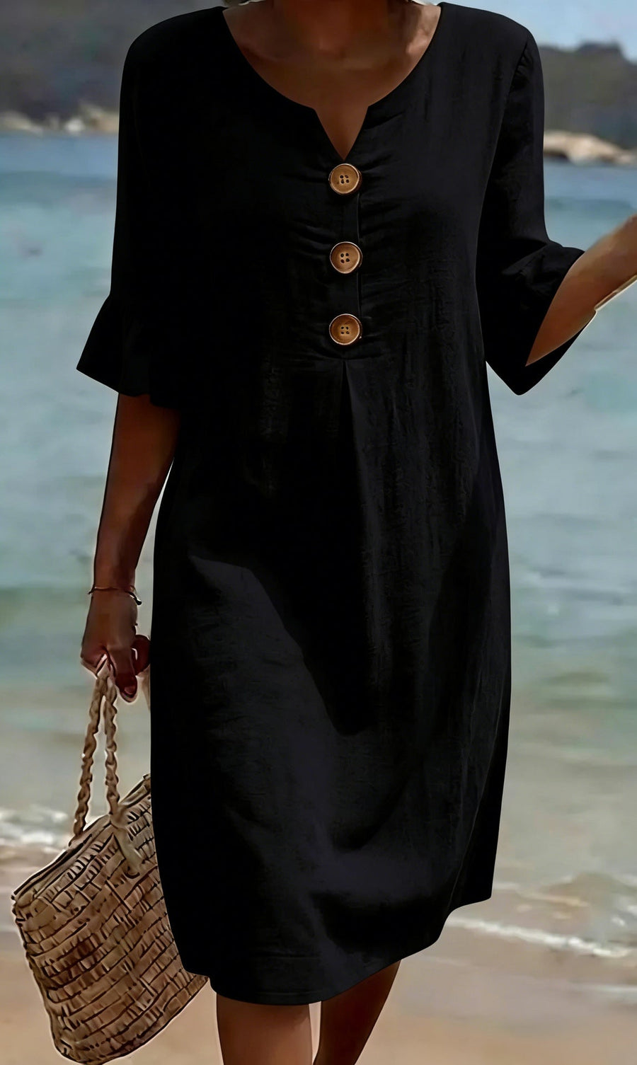 Women’s Casual V Neck Midi Dress
