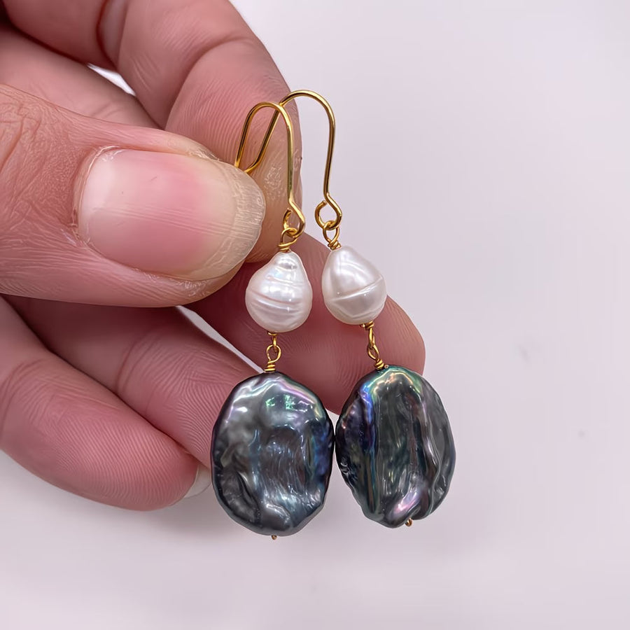 Peacock Pearl Drop Earrings