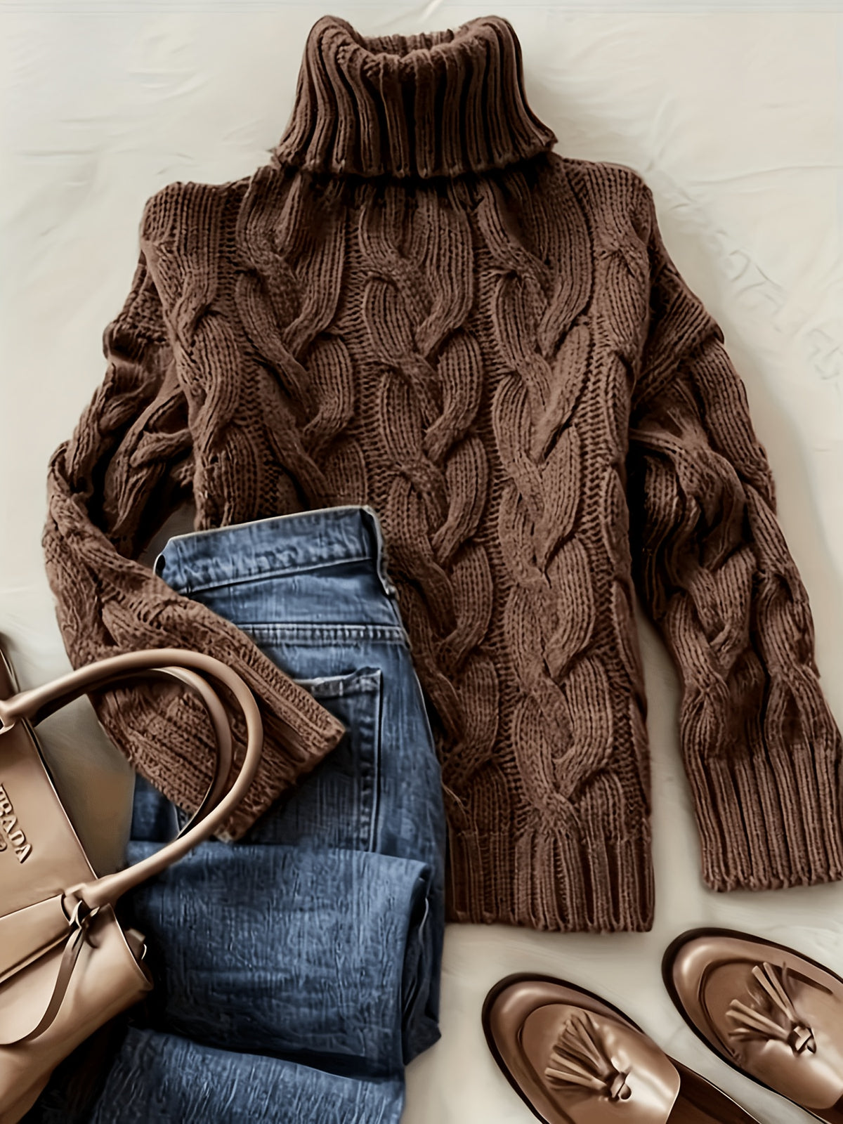 Ellie™ | Cozy Cable Knit Turtleneck Sweater