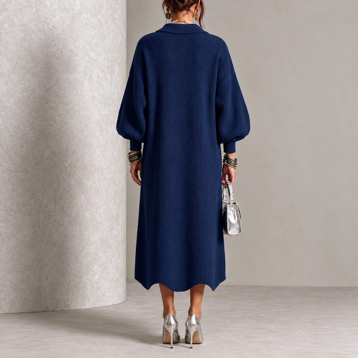 Evelyn | Elegant Button Knit Dress