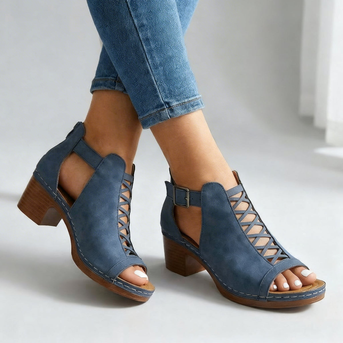 Sabrina | Open Toe Buckle Heels
