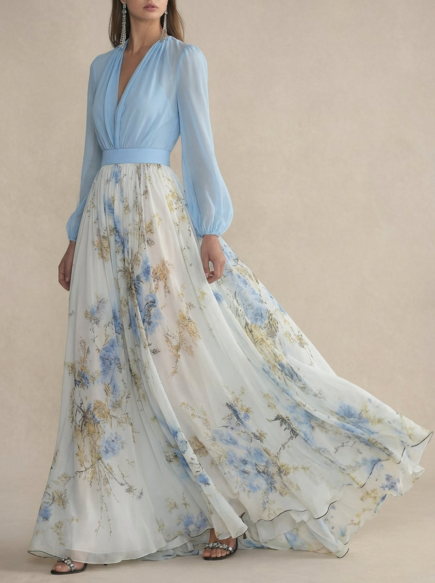 Audrey™ | Floral Chiffon Maxi Dress