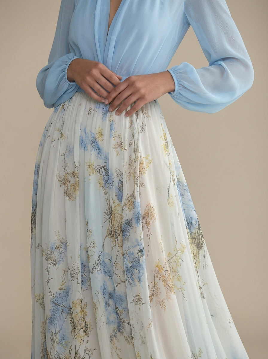 Audrey™ | Floral Chiffon Maxi Dress