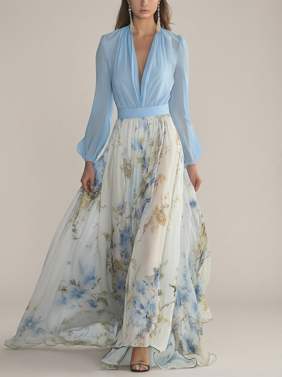 Audrey™ | Floral Chiffon Maxi Dress