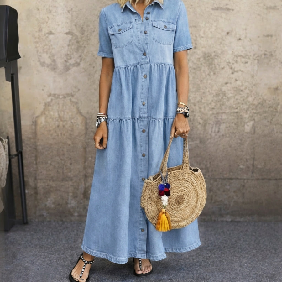 ELIZABETH - BUTTON-FRONT MIDI DRESS