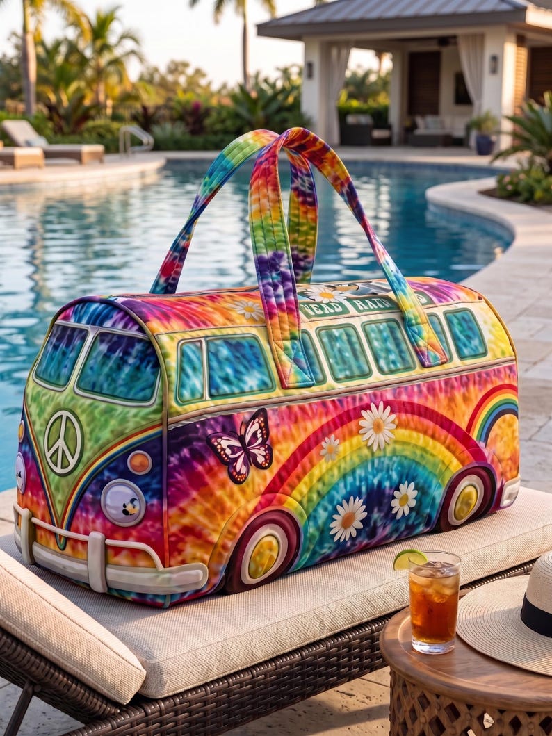 Rainbow Hippie Quilted Handbag