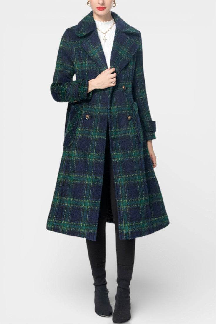 Guinevere | Tailored Long Check Coat