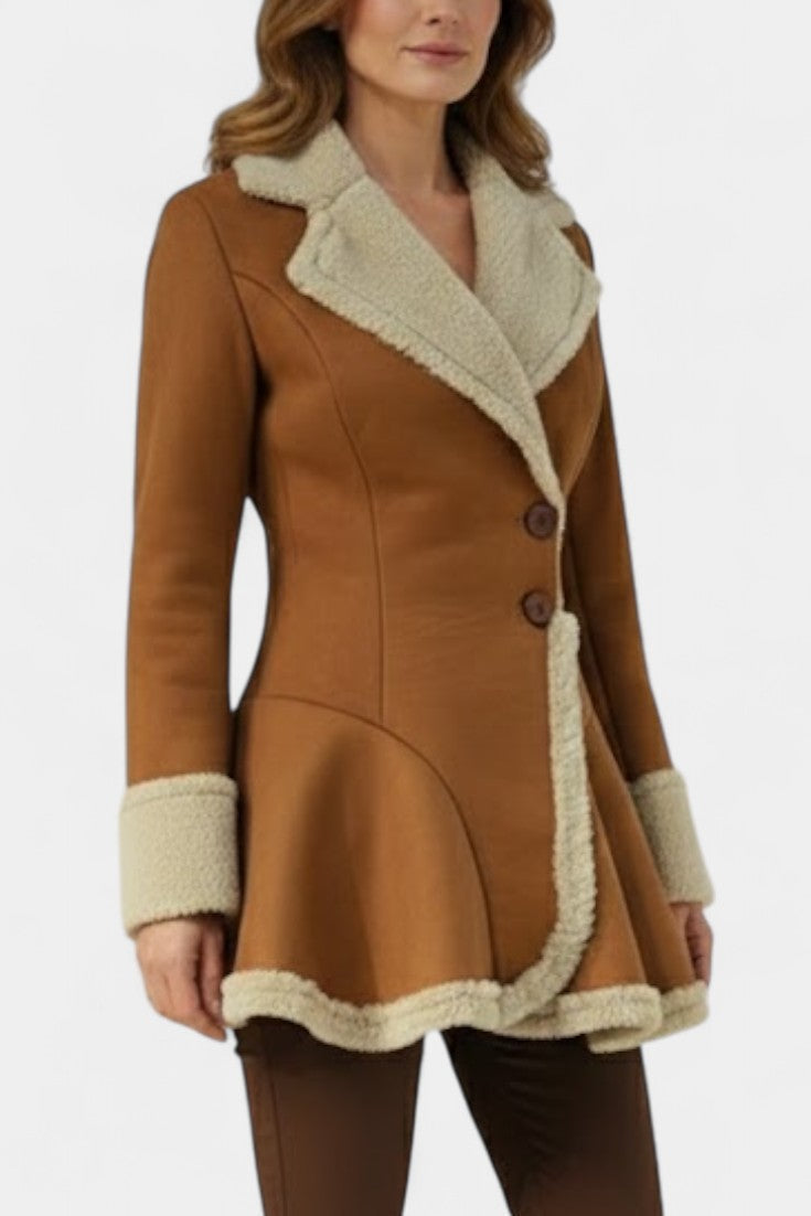 Adeline | Cozy Trim Flared Coat