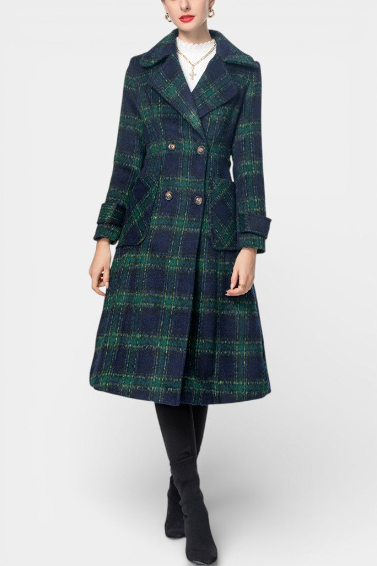 Guinevere | Tailored Long Check Coat