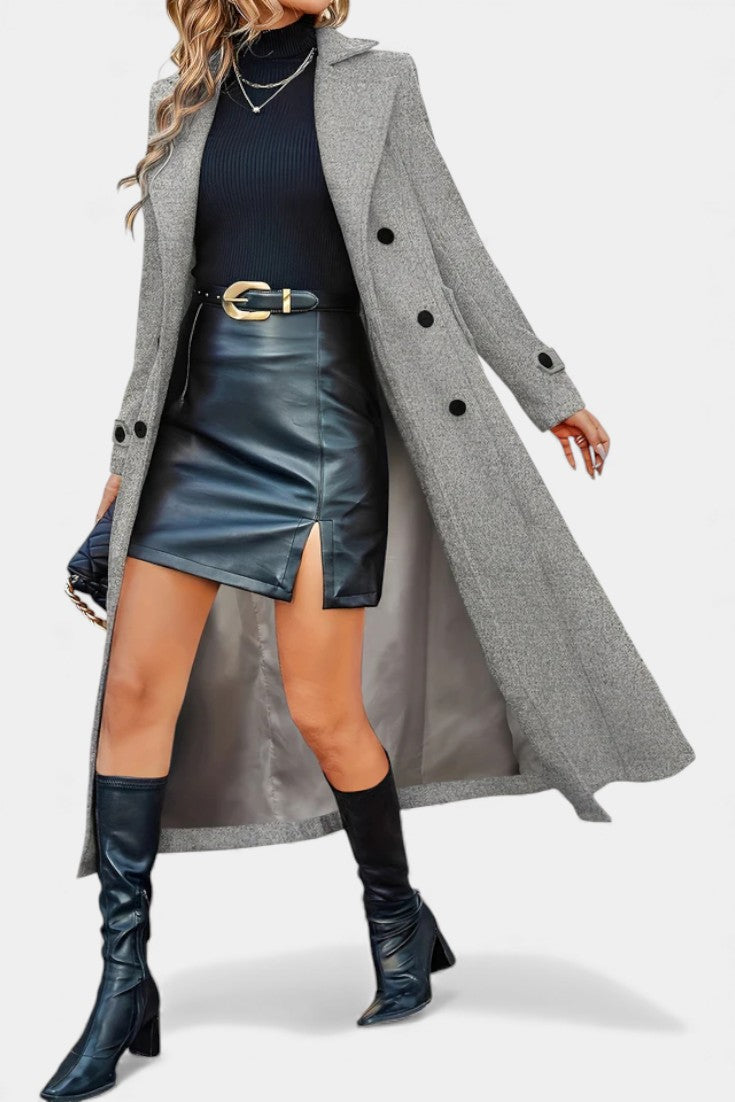 Genevra | Tailored Double-Breasted Long Coat